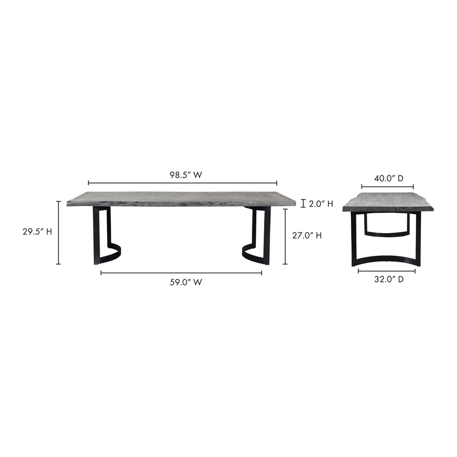 Moe's Home Bent Dining Table in Weathered Grey (29.5' x 98.5' x 40') - VE-1001-29