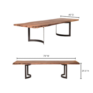 Moe's Home Bent Dining Table in Brown (29.5' x 78' x 40') - VE-1036-03