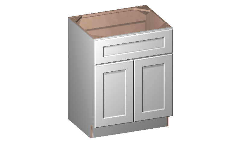 Shaker White Double Door One False Drawer Single Vanity Cabinet (27' x 34.5' x 21')