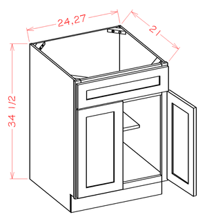 Shaker White Double Door One False Drawer Single Vanity Cabinet (24' x 34.5' x 21')