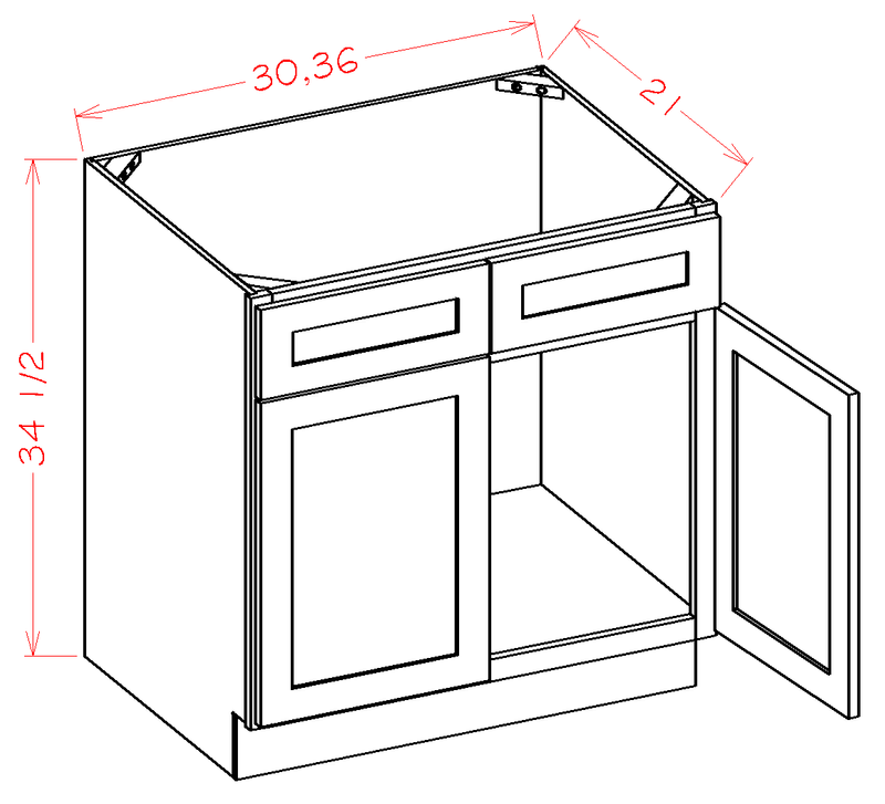 Wilora Classic Mocha Sink Vanity Cabinet - 2 Doors 1 False Drawer (30' x 34.5' x 21')