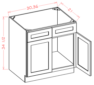 Wilora Classic White Sink Vanity Cabinet - 2 Doors 1 False Drawer (30' x 34.5' x 21')