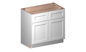 Shaker White Double Door One False Drawer Single Vanity Cabinet (36' x 34.5' x 21')