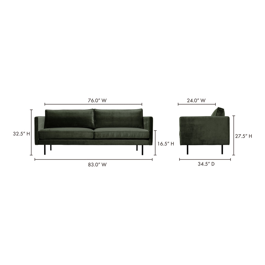 Moe's Home Raphael Sofa in Forest Green (32.25' x 82.5' x 34.5') - WB-1002-27