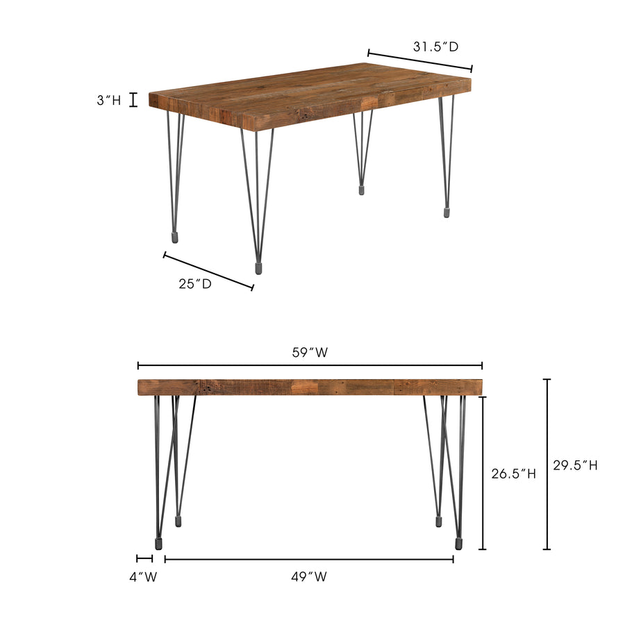 Moe's Home Boneta Dining Table in Natural (29.5' x 59' x 31.5') - XA-1055-24