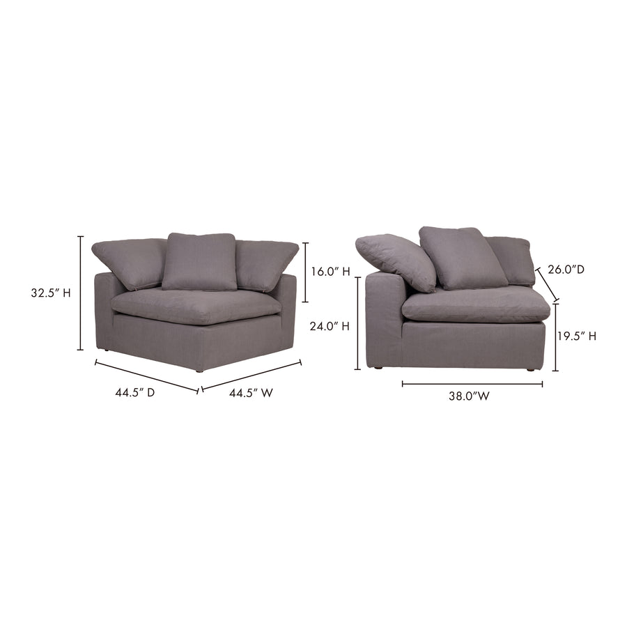 Moe's Home Clay Sectional in Light Grey (32.5' x 44.5' x 44.5') - YJ-1000-29