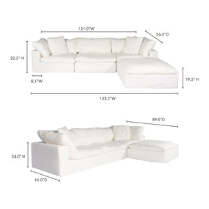Moe's Home Clay Sectional in White (32.5' x 133.5' x 89') - YJ-1008-05