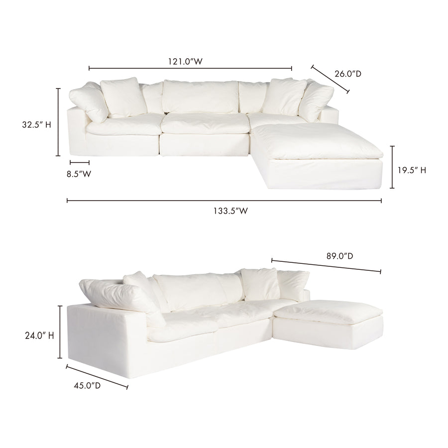 Moe's Home Clay Sectional in White (32.5' x 133.5' x 89') - YJ-1008-05