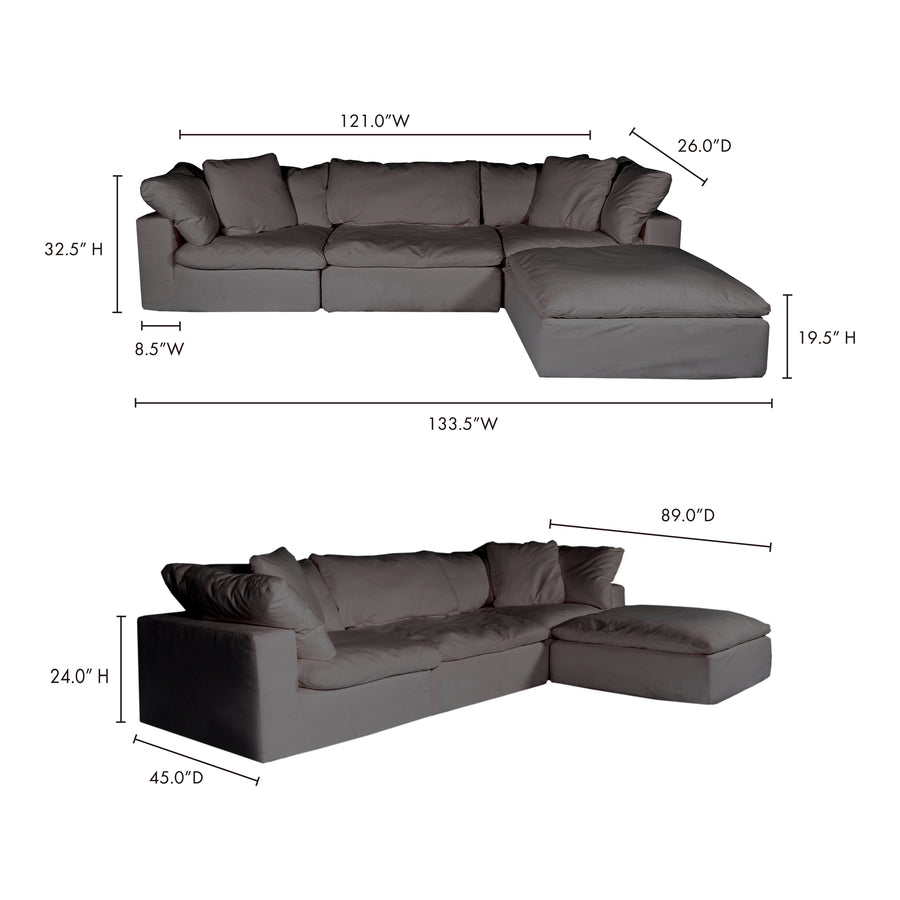Moe's Home Clay Sectional in Light Grey (32.5' x 133.5' x 89') - YJ-1008-29