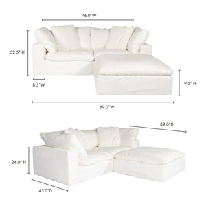 Moe's Home Clay Sectional in White (32.5' x 89' x 89') - YJ-1009-05