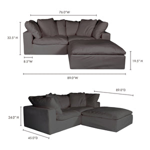 Moe's Home Clay Sectional in Light Grey (32.5' x 89' x 89') - YJ-1009-29