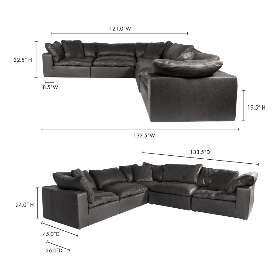 Moe's Home Clay Sectional in Black (32.5' x 133.5' x 133.5') - YJ-1010-02