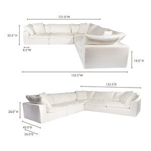 Moe's Home Clay Sectional in White (32.5' x 133.5' x 133.5') - YJ-1010-05