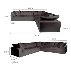 Moe's Home Clay Sectional in Light Grey (32.5' x 133.5' x 133.5') - YJ-1010-29