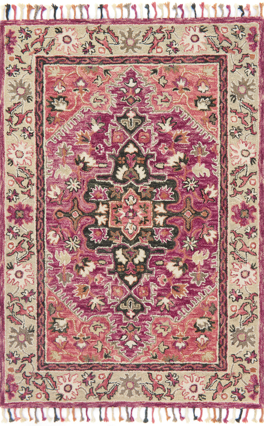 Zharah Rug in Raspberry & Taupe