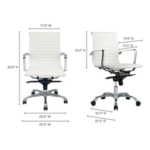 Moe's Home Studio Office Chair in White (39' x 22' x 25') - ZM-1002-18