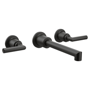 Arris 4' 1.2 gpm 2 Lever Handle Three Hole Wall Mount bathroom Faucet in Matte Black