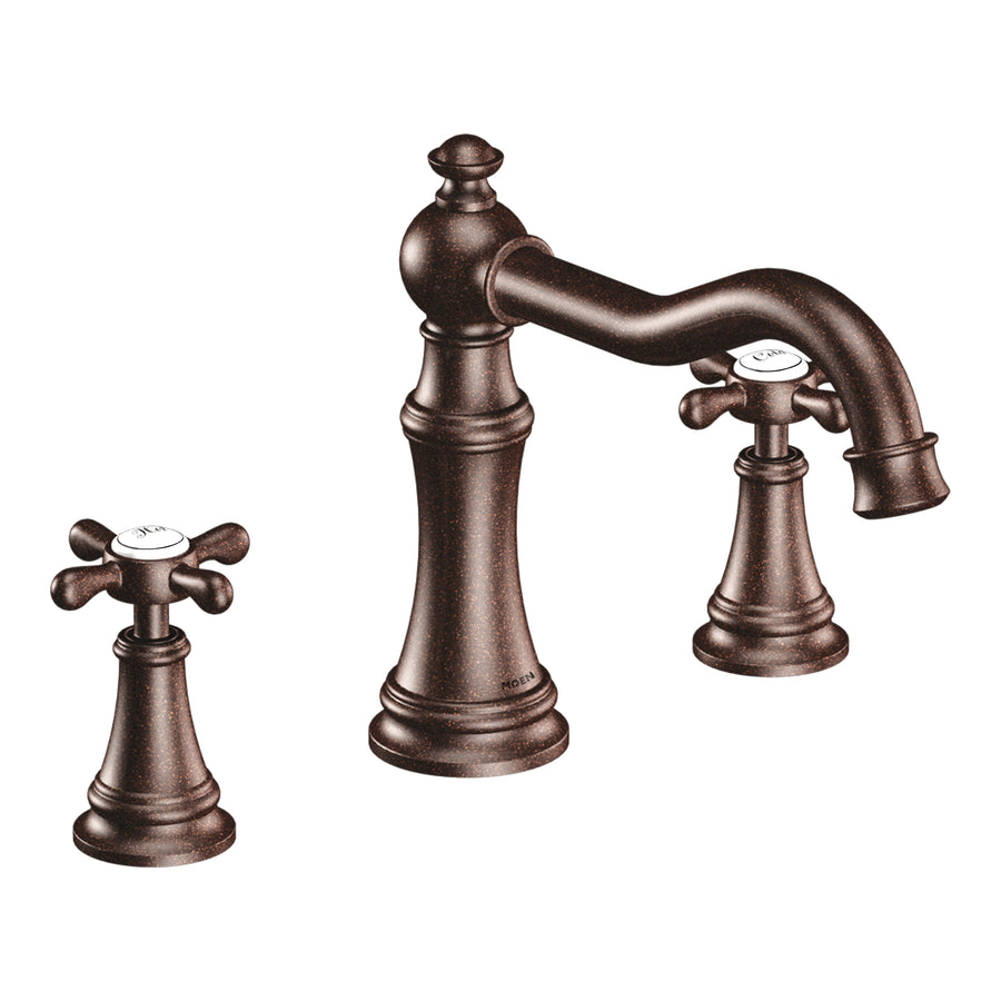 Weymouth 7.94' 2 Cross Handle Three Hole Deck Mount Roman Tub Faucet in Oil Rubbed Bronze