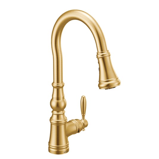 Weymouth 16.73" 1.5 gpm 1 Lever Handle One Hole Deck Mount Kitchen Faucet in Brushed Gold