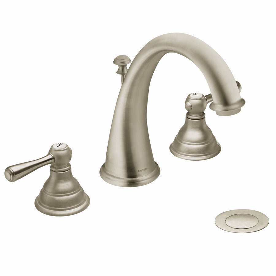 Kingsley 7' 1.2 gpm 2 Lever Handle Three Hole Deck Mount Bathroom Faucet Trim in Brushed Nickel