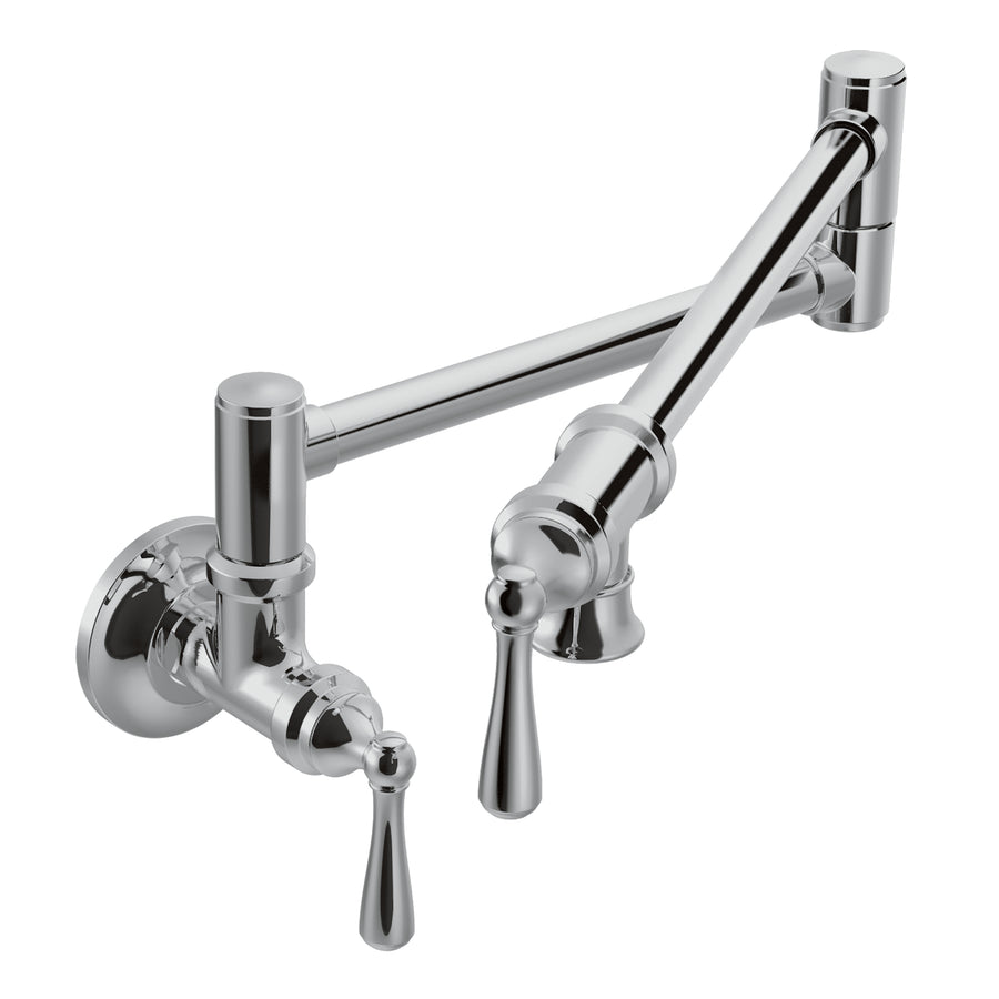 Pot Filler 8.75' 5.5 gpm Traditional 2 Lever Handle One Hole Wall Mount Pot Filler in Chrome