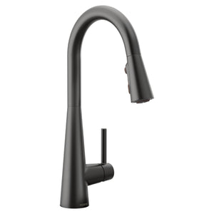 Sleek 15.56' 1.5 gpm 1 Lever Handle One or Three Hole Deck Mount Four Function Kitchen Faucet in Matte Black