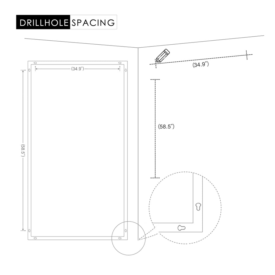 59'x36' Classic Full Length Wall Mirror Extra Large Full Body Mirror