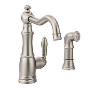 Weymouth 10.5' 1.5 gpm 1 Lever Handle One or Two Hole Kitchen Faucet with Side Spray in Spot Resist Stainless