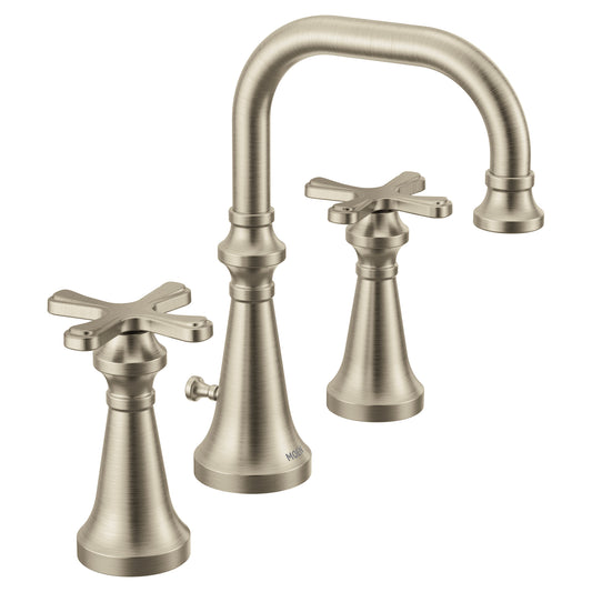 Colinet 9" 1.2 gpm 2 Cross Handle Three Hole Deck Mount Bathroom Faucet Trim in Brushed Nickel
