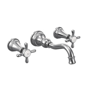 Weymouth 2.5' 1.2 gpm 2 Cross Handle Three Hole Wall Mount Bathroom Faucet in Chrome