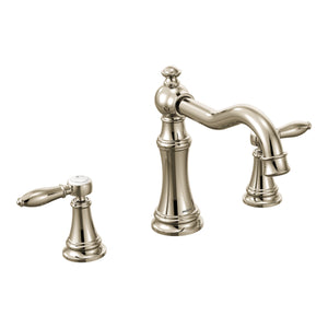 Weymouth 7.94' 2 Lever Handle Three Hole Deck Mount Roman Tub Faucet in Polished Nickel