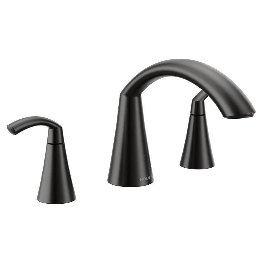 Glyde 7' 2 Handle Three Hole Deck Mount Roman Tub Faucet in Matte Black