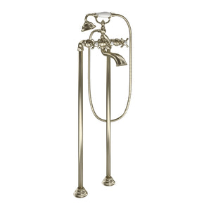 Weymouth 11.5' 1.75 gpm 2 Cross Handle Two Hole Floor Mount Tub-Filler in Brushed Nickel