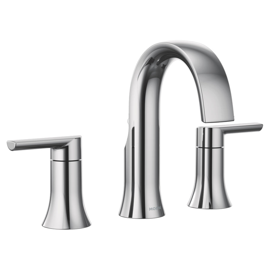 Doux 8' 1.2 gpm 2 Lever Handle Three Hole Deck Mount Bathroom Faucet Trim in Chrome