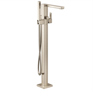 90 Degree 38.5' 1.75 gpm 1 Lever Handle One Hole Floor Mount Floor mount tub filler Faucet in Brushed Nickel