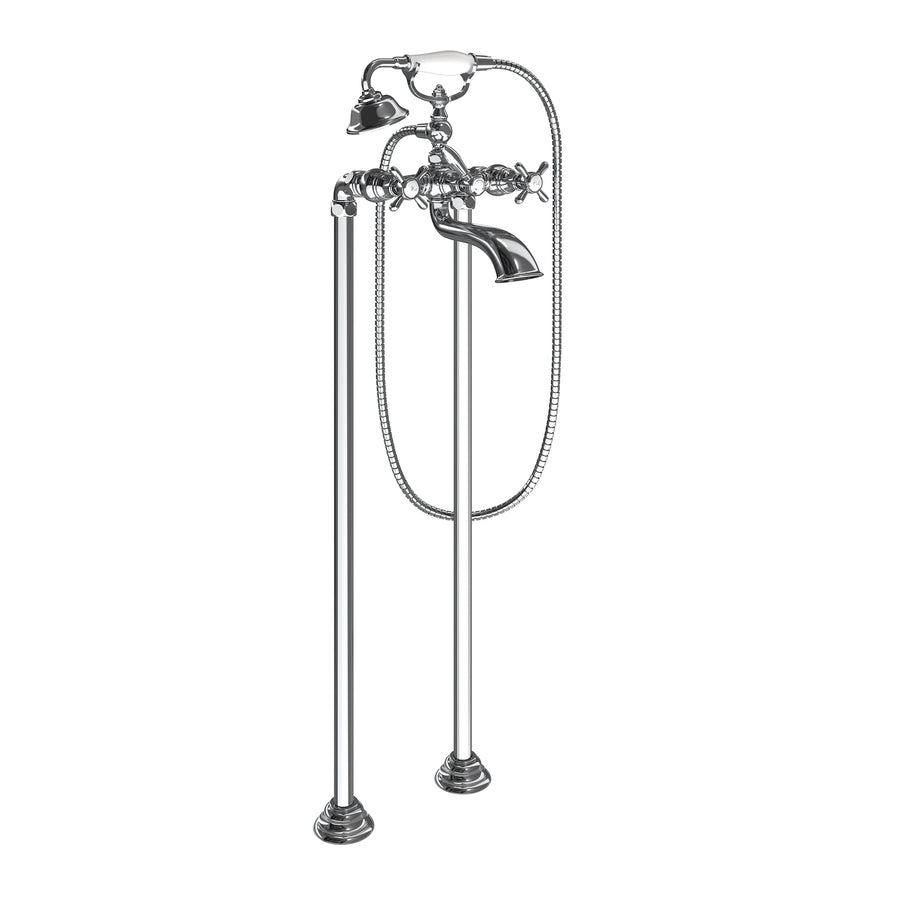 Weymouth 11.5' 1.75 gpm 2 Cross Handle Two Hole Floor Mount Tub-Filler in Chrome