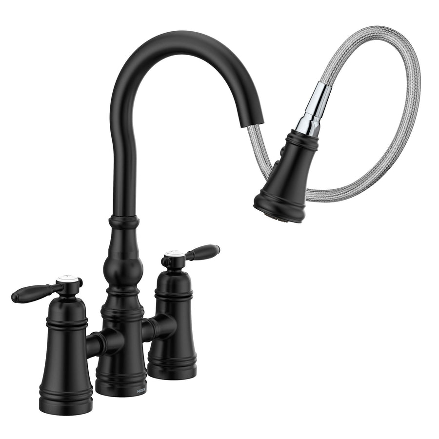 Weymouth 16.75' 1.5 gpm 2 Handle Three Hole Kitchen Faucet in Matte Black