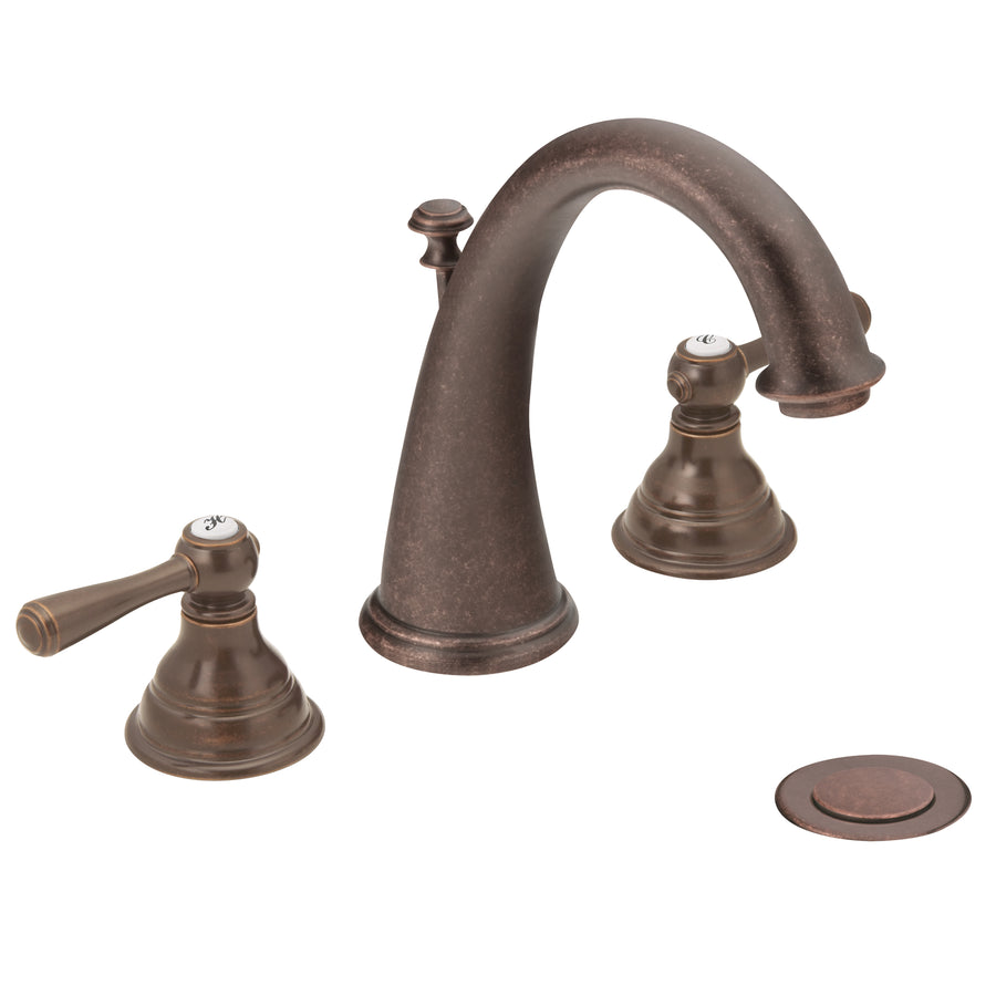 Kingsley 7' 1.2 gpm 2 Lever Handle Three Hole Deck Mount Bathroom Faucet Trim in Oil Rubbed Bronze