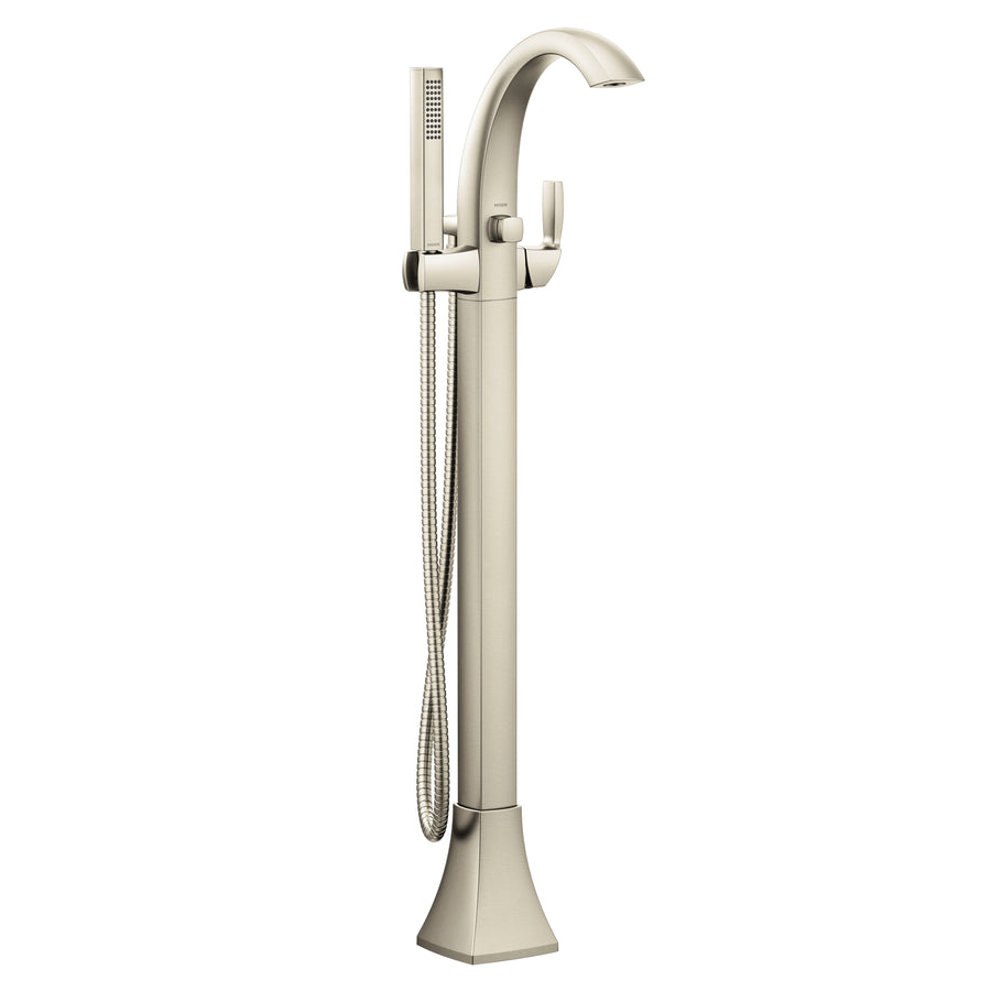Voss 41.26' 1.75 gpm 1 Lever Handle One Hole Floor Mount Tub-Filler in Brushed Nickel