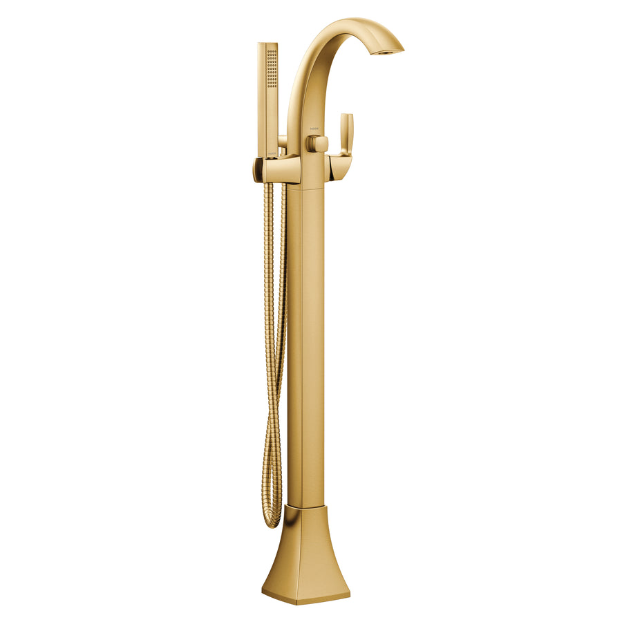 Voss 41.25' 1.75 gpm 1 Lever Handle One Hole Floor Mount Tub-Filler in Brushed Gold