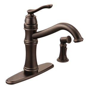 Belfield 12.13' 1.5 gpm 1 Lever Handle Two or four Hole Kitchen Faucet with Side Spray in Oil Rubbed Bronze