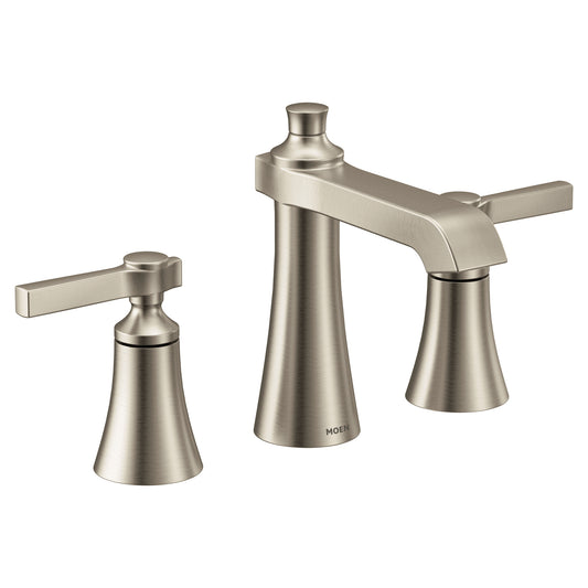 Flara 7" 1.2 gpm 2 Lever Handle Three Hole Deck Mount Bathroom Faucet Trim in Brushed Nickel
