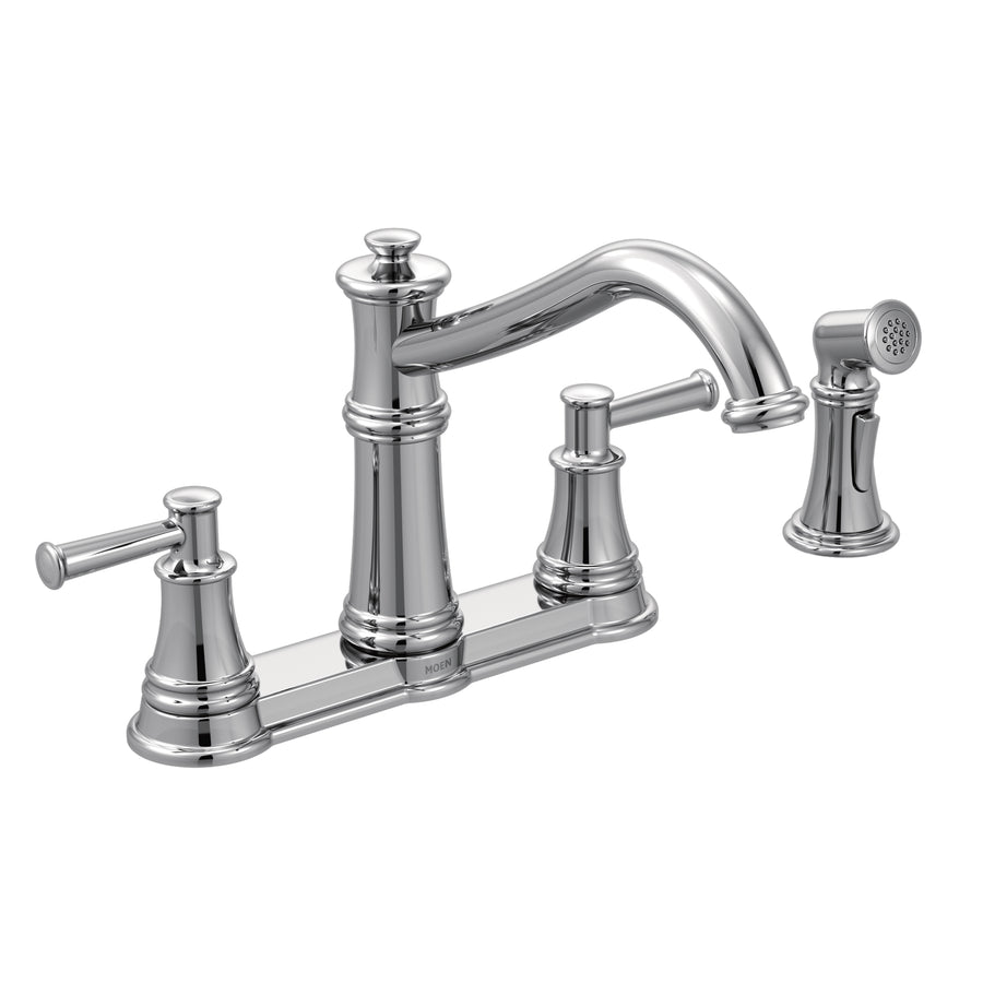 Belfield 9.34' 1.5 gpm 2 Lever Handle Four Hole Deck Mount Kitchen Faucet with Side Spray in Chrome