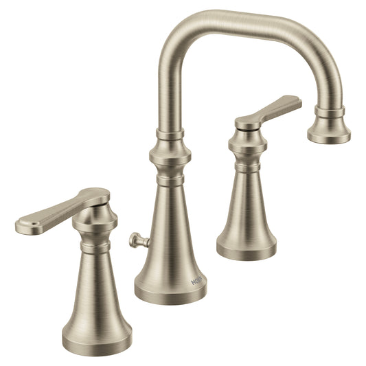 Colinet 9" 1.2 gpm 2 Lever Handle Three Hole Deck Mount Bathroom Faucet Trim in Brushed Nickel