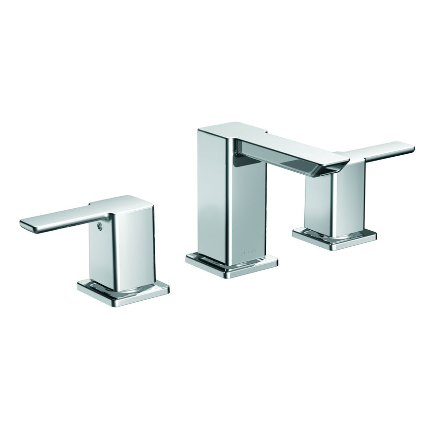 90 Degree 4.06' 1.2 gpm 2 Lever Handle Three Hole Deck Mount Bathroom Faucet Trim in Chrome