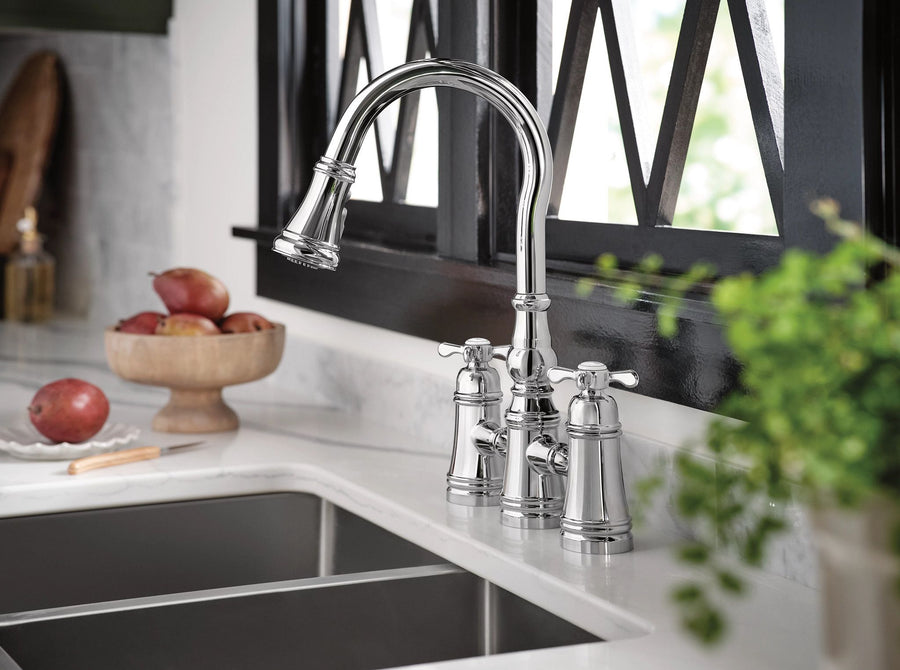 Weymouth 16.75' 1.5 gpm 2 Handle Three Hole Kitchen Faucet in Chrome