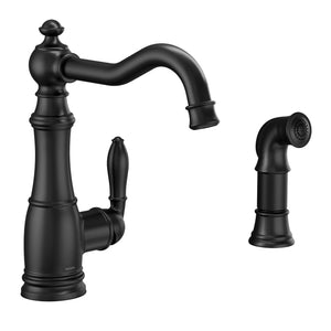 Weymouth 10.5' 1.5 gpm 1 Lever Handle One or Two Hole Kitchen Faucet with Side Spray in Matte Black