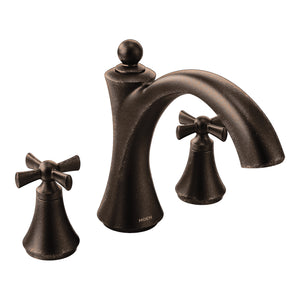 Wynford 3.63' 2 Cross Handle Three Hole Deck Mount Non-Diverter Roman Tub Faucet in Oil Rubbed Bronze