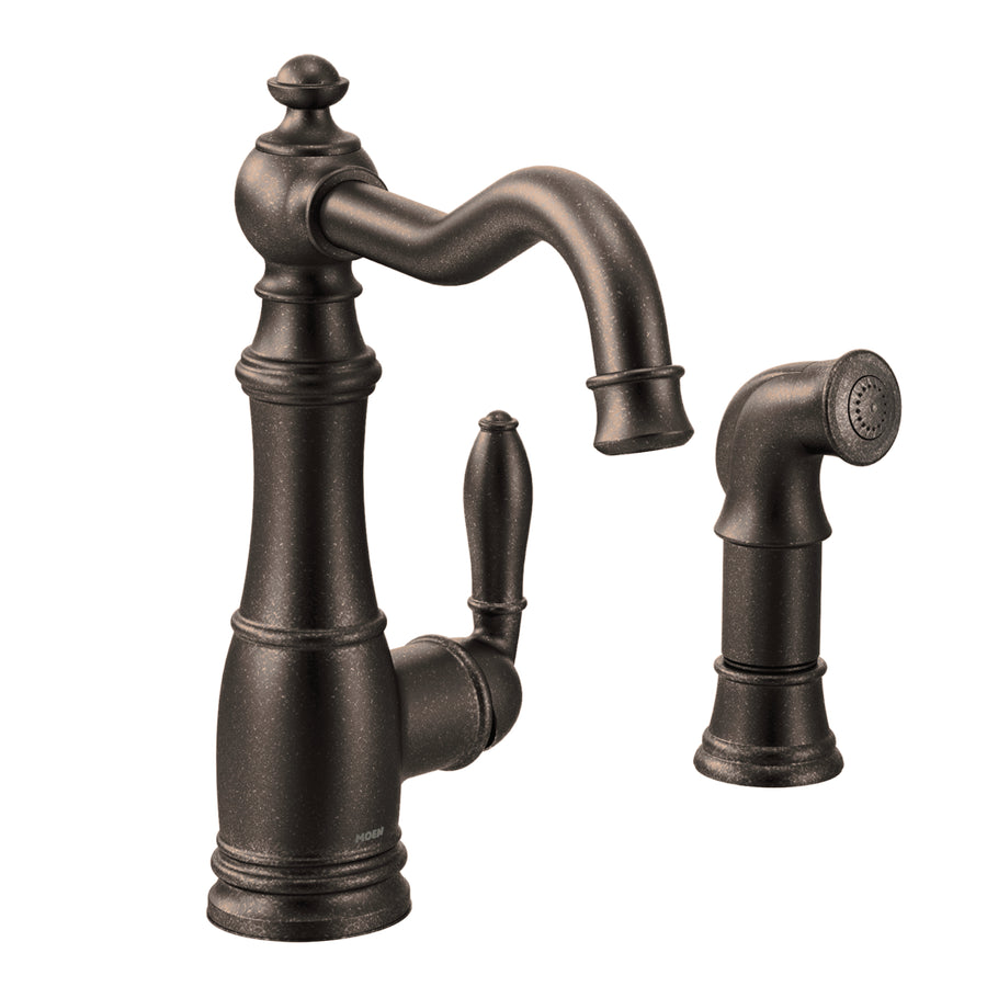 Weymouth 10.5' 1.5 gpm 1 Lever Handle One or Two Hole Kitchen Faucet with Side Spray in Oil Rubbed Bronze