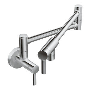 Pot Filler 8.63' 5.5 gpm Modern 2 Lever Handle One Hole Wall Mount Pot Filler in Chrome